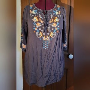 Gray Embroidered Dress